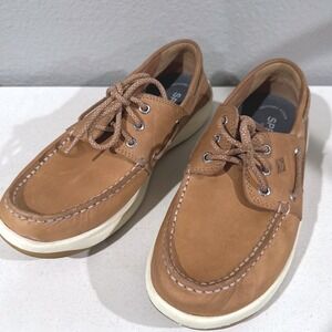 Sperry Top-Sider 9.5 Brown Leather Mesh Boat Shoes Memory Foam Loafers STS22025